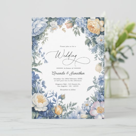 Powder Blue, Lemon Chiffon & Soft White Wedding 招待状 (スタンド正面)