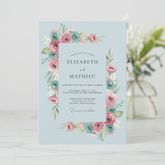 Powder Blue Lively Spring Wedding 招待状 (スタンド正面)