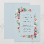 Powder Blue Lively Spring Wedding 招待状 (正面/裏面)