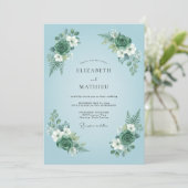 Powder Blue Lush Botanical Wedding 招待状 (スタンド正面)