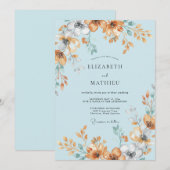 Powder Blue Painterly Summer Wedding 招待状 (正面/裏面)