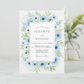 Powder Blue Serene Botanical Wedding 招待状 (スタンド正面)