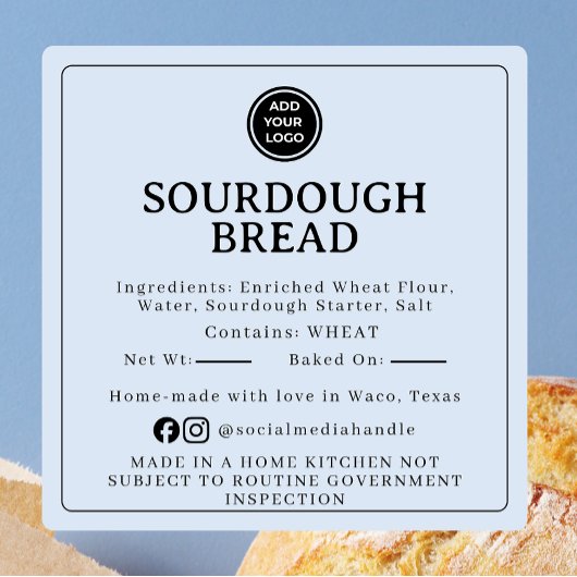 Powder Blue Sourdough Ingredient Cottage Sticker スクエアシール