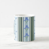 Powder Blue Teal Striped Floral Mug コーヒーマグカップ (中央)