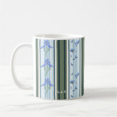 Powder Blue Teal Striped Floral Mug コーヒーマグカップ (左)