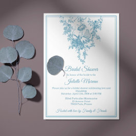 Powder Blue Toile de Jouy Bridal Shower Invitation 招待状