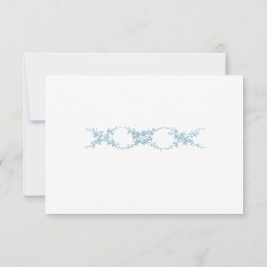 Powder Blue Toile de Jouy Cherub Wedding RSVP Card (裏面)