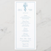 Powder Blue Toile de Jouy Wedding Menu Card メニュー (正面)