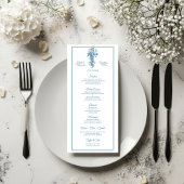 Powder Blue Toile de Jouy Wedding Menu Card メニュー