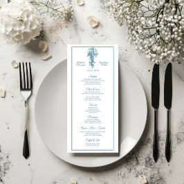 Powder Blue Toile de Jouy Wedding Menu Card メニュー