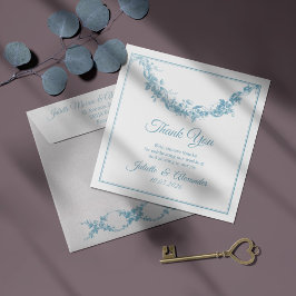 Powder Blue Toile de Jouy Wedding Thank You Card サンキューカード