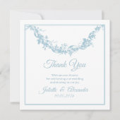 Powder Blue Toile de Jouy Wedding Thank You Card サンキューカード (正面)