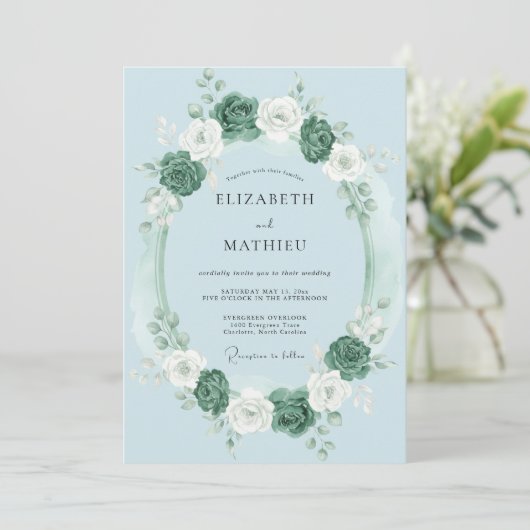 Powder Blue Tranquil Spring Wedding 招待状 (スタンド正面)