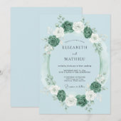 Powder Blue Tranquil Spring Wedding 招待状 (正面/裏面)