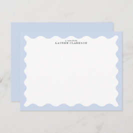 Powder Blue Wavy Frame Note Card 招待状