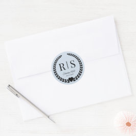 Powder Blue Wedding Monogram Initials ラウンドシール