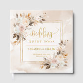 Powder Pink Fall Boho Bouquet Wedding Guest Book ゲストブック (正面)