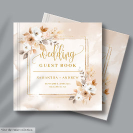 Powder Pink Fall Boho Wedding Guest Book with Gold ゲストブック