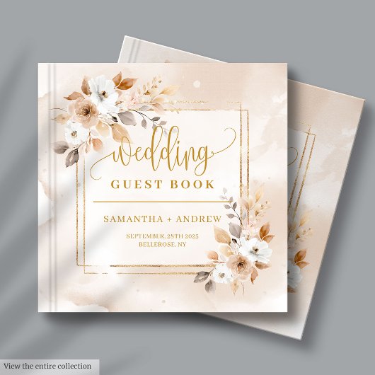 Powder Pink Fall Boho Wedding Guest Book with Gold ゲストブック