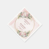 Powder Pink Floral Eucalyptus Gold Glitter Wedding スタンダードカクテルナプキン (角)