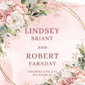 Powder Pink Floral Eucalyptus Gold Glitter Wedding スタンダードカクテルナプキン