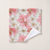 Powder Pink Gold Floral Towel Modern Wedding Gift バスタオルセット (ウォッシュタオル)