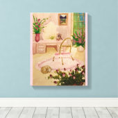Powder Room Stretched Canvas Print キャンバスプリント (インサイチュ (ウッドフロア))