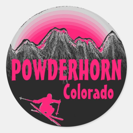 Powderhorn Coloradoピンクスキーシール ラウンドシール (正面)