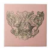 Powdery pink Angels – Coat of arms Emblem baroque タイル (正面)