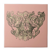 Powdery pink Angels – Coat of arms Emblem baroque タイル (正面)