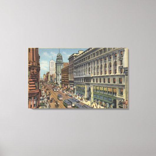 Powell Stから市場Stの東ビュー キャンバスプリント (正面)