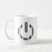 POWER BUTTON BAR CODE 起動パターンデザイン コーヒーマグカップ (左)