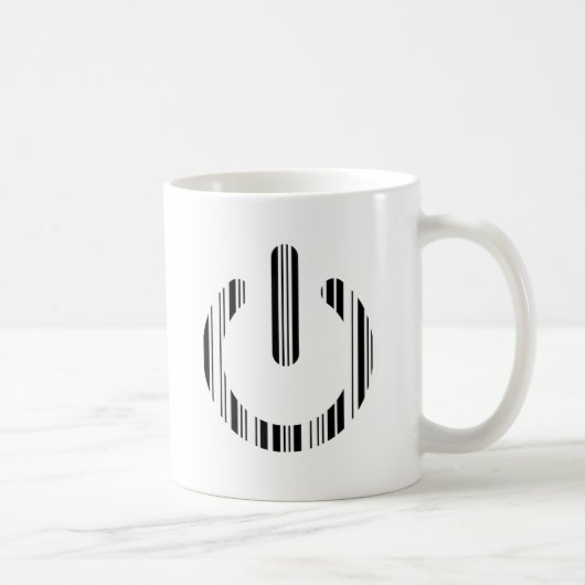 POWER BUTTON BAR CODE 起動パターンデザイン コーヒーマグカップ (右)