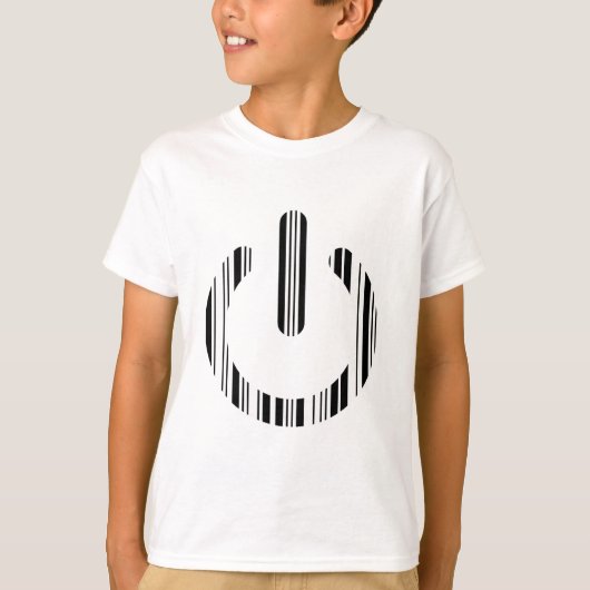 POWER BUTTON BAR CODE 起動パターン デザイン Tシャツ (正面)
