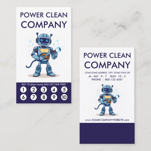 Power Clean Loyalty Punch Card ロイヤリティカード (正面/裏面)