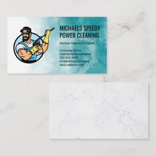 Power Cleaning Logo | Pressure Washing 名刺 (正面/裏面)