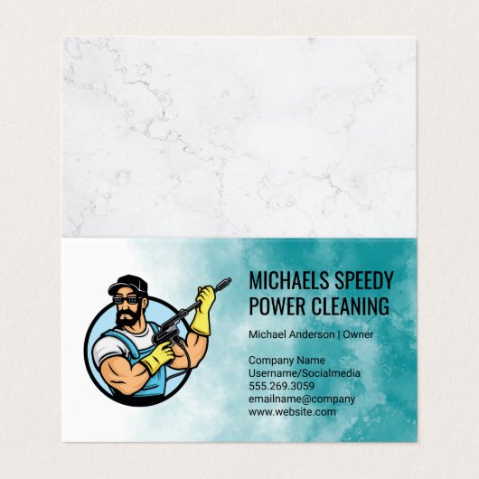 Power Cleaning Logo | Pressure Washing 名刺 (外部フラット)