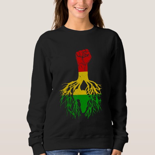 Power Fist Africa Roots Melanin Queen King Black H スウェットシャツ (正面)