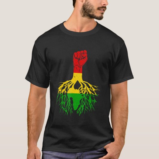 Power Fist Africa Roots Melanin Queen King Black H Tシャツ (正面)
