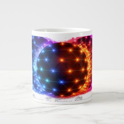 Power in Every Element Mug – Fire Water Energy Geo ジャンボコーヒーマグカップ (正面)