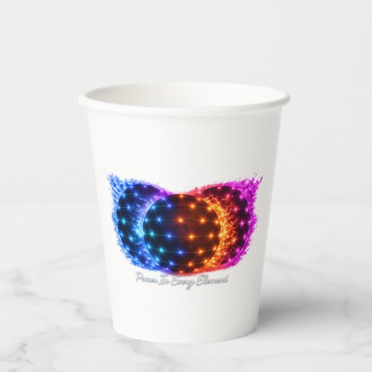 Power in Every Element Mug – Fire Water Energy Geo 紙コップ (正面)