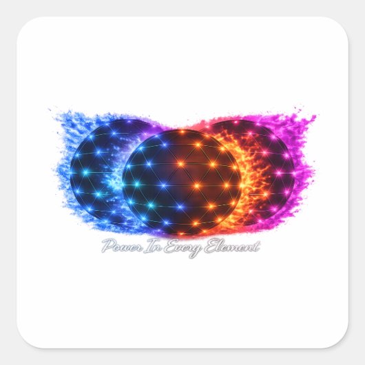 Power in Every Element Sticker Fire Water Energy スクエアシール (正面)