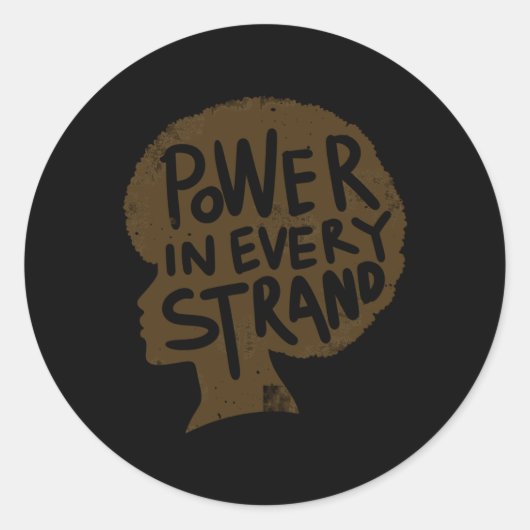 Power In Every Strand Afroプライドシール ラウンドシール (正面)