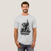 POWER IN SILENCE" Elephant Bold Strength & Wisdom Tシャツ (正面フル)