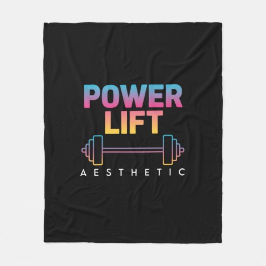 Power Lift Aesthetic Barbell Gradient Gym Tee フリースブランケット (正面)