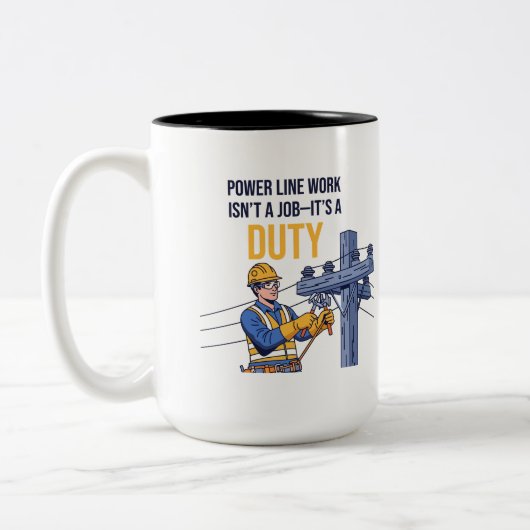 Power Line Worker "Duty" Illustration ツートーンマグカップ (左)
