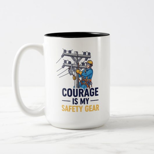 Power Line Worker Inspirational Gift ツートーンマグカップ (左)