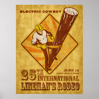 power lineman electrician repairman vintageポスター ポスター