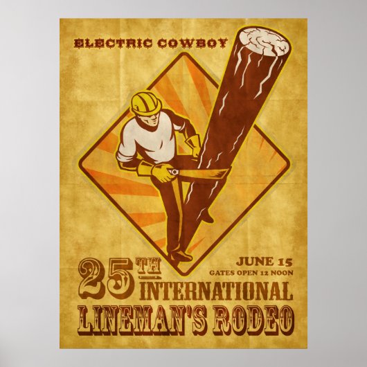 power lineman electrician repairman vintageポスター ポスター (正面)