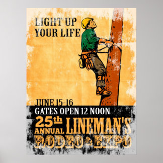 power lineman electrician repairman vintageポスター ポスター